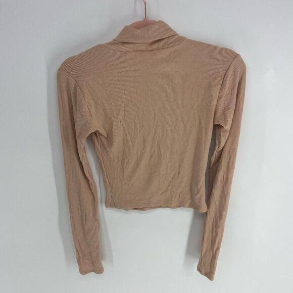 Fashion Nova Womens Beige Rib Knit Cropped Amerie Turtle Neck Sweater Medium NWT - Picture 5 of 5